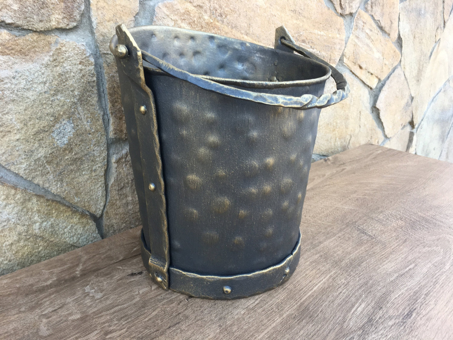Coal bucket, ash bucket, coal pail, coal scuttle, coal scuttle bucket, firewood bucket, hand forged bucket, fire tool, rustic home decor