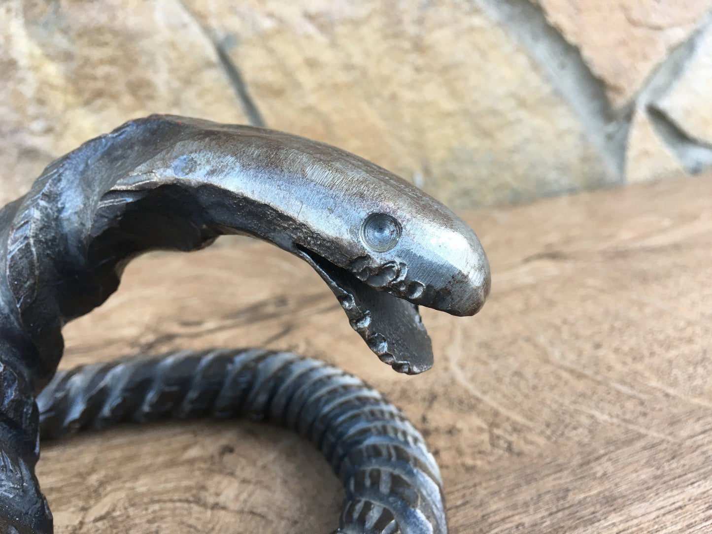 Iron snake, hand forged snake, metal snake, steel snake, home decor ideas, home decor gifts, cool gifts, wooden gifts, glass gifts, snake