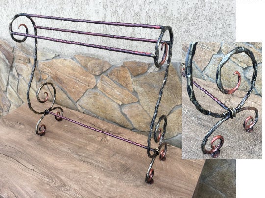 Hand forged towel rack standing, towel holder, towel rack, towel rack shelf, standing towel rack, bathroom decor, iron towel bar, iron gift