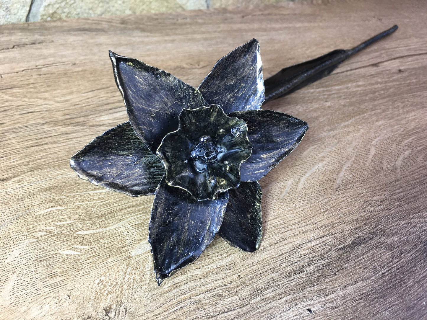 Hand forged narcissus, metal narcissus, iron narcissus, iron sculpture, iron anniversary gift for her, iron rose, metal rose, iron flower