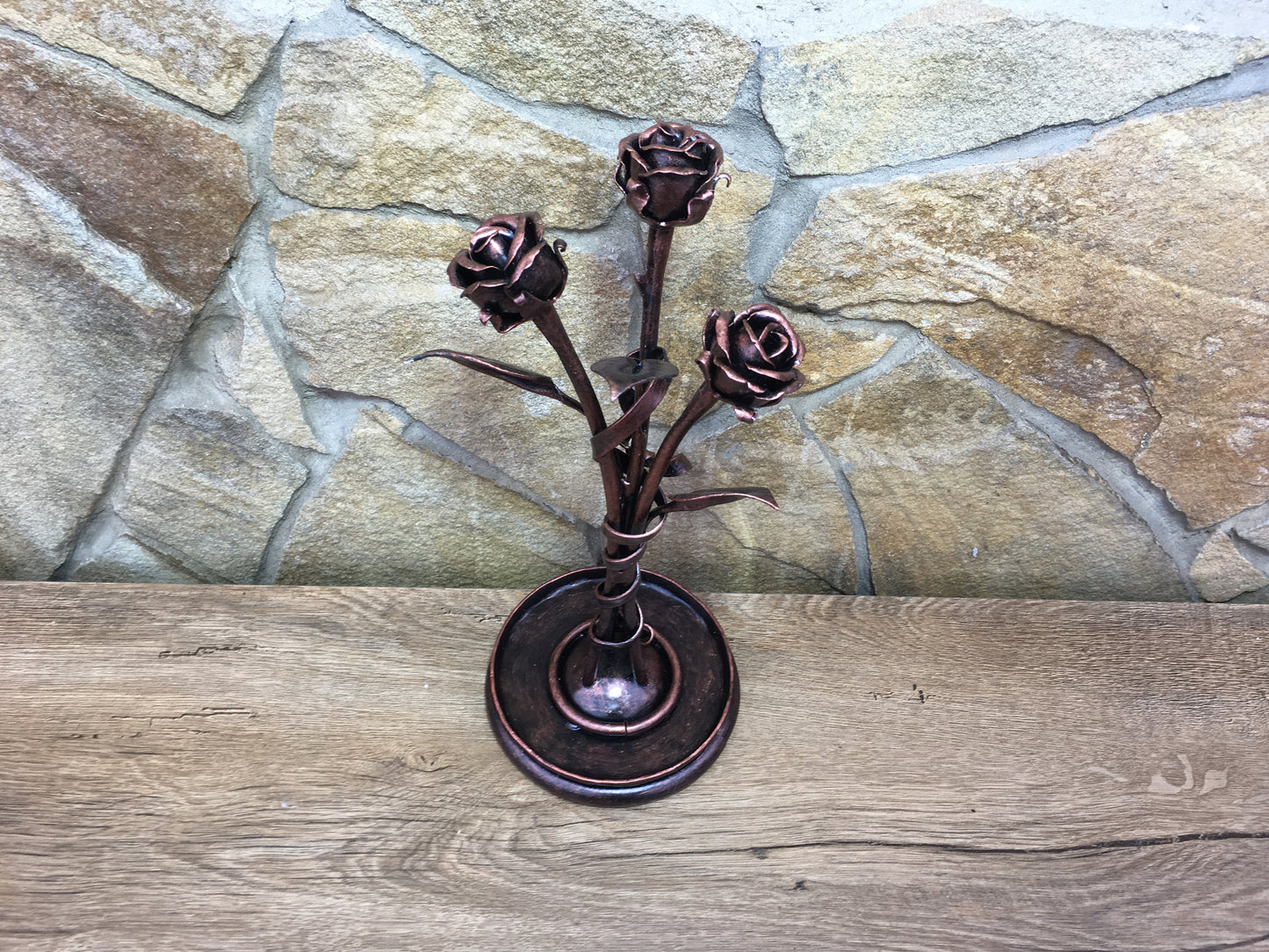 Ring dish, metal rose, jewelry storage, iron anniversary gift for her, metal ring plate, forged ring dish, iron gift for her, jewels, rings