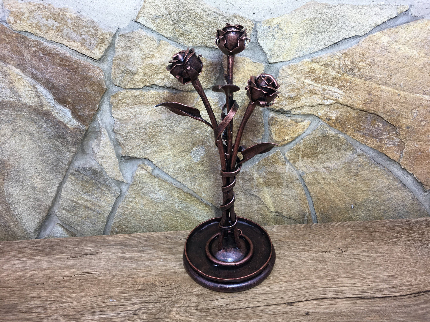 Ring dish, metal rose, jewelry storage, iron anniversary gift for her, metal ring plate, forged ring dish, iron gift for her, jewels, rings