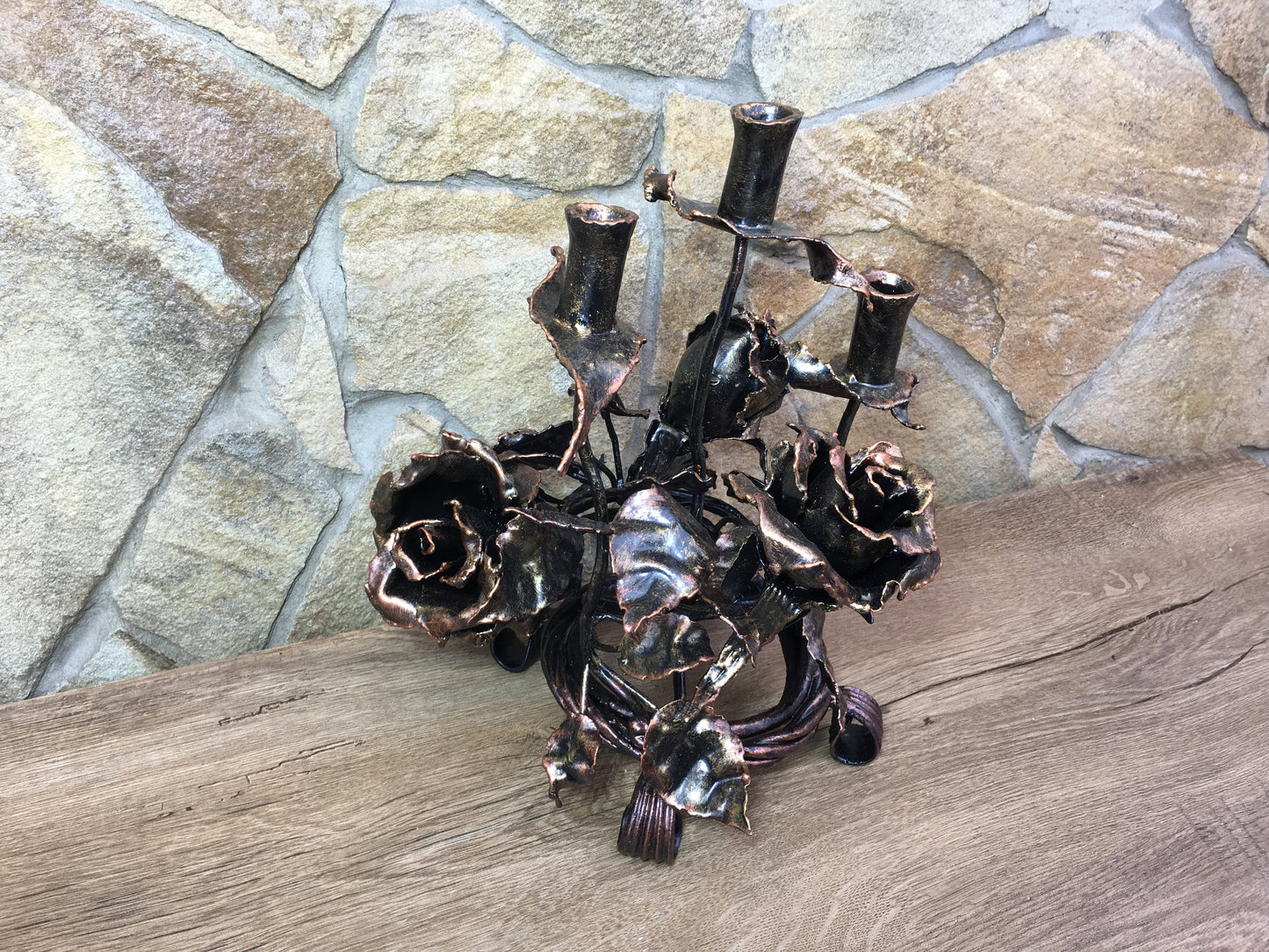 Iron rose, candle holder, metal sculpture, iron anniversary gift, wedding anniversary gift, wedding gift, Mother's day, iron gift for her