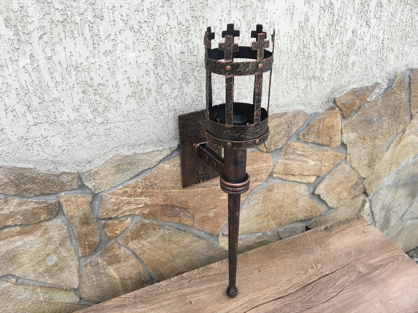 Wall sconce, viking lamp, viking light, castle light, medieval decor, Olympic torch, medieval lamp, hand forged lantern, medieval light