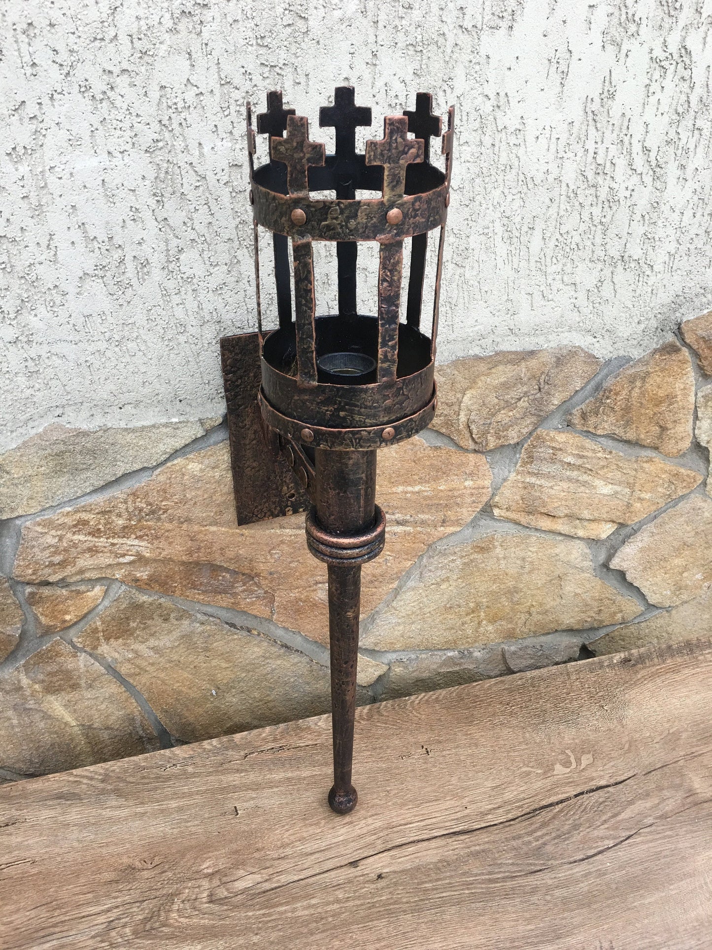 Wall sconce, viking lamp, viking light, castle light, medieval decor, Olympic torch, medieval lamp, hand forged lantern, medieval light