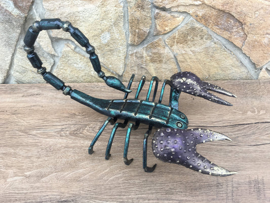 Hand forged scorpion, metal scorpion, metal art, metal art work, hand hammered art, blacksmith creations, metal sculptures,metal figurines