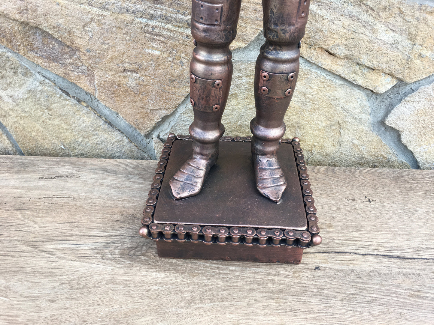 Steampunk body builder, steampunk figurine, steampunk statuette, recycled art, recycled gifts, steampunk statue, industrial gifts,viking axe
