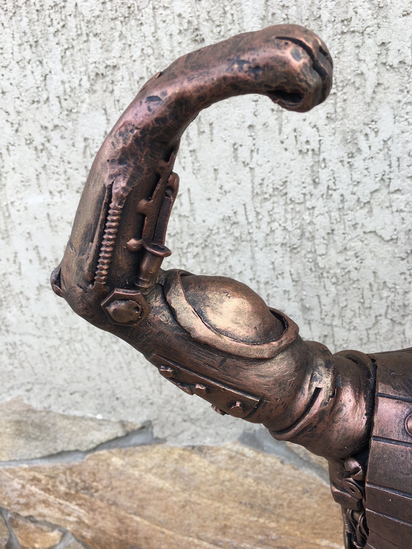 Steampunk body builder, steampunk figurine, steampunk statuette, recycled art, recycled gifts, steampunk statue, industrial gifts,viking axe