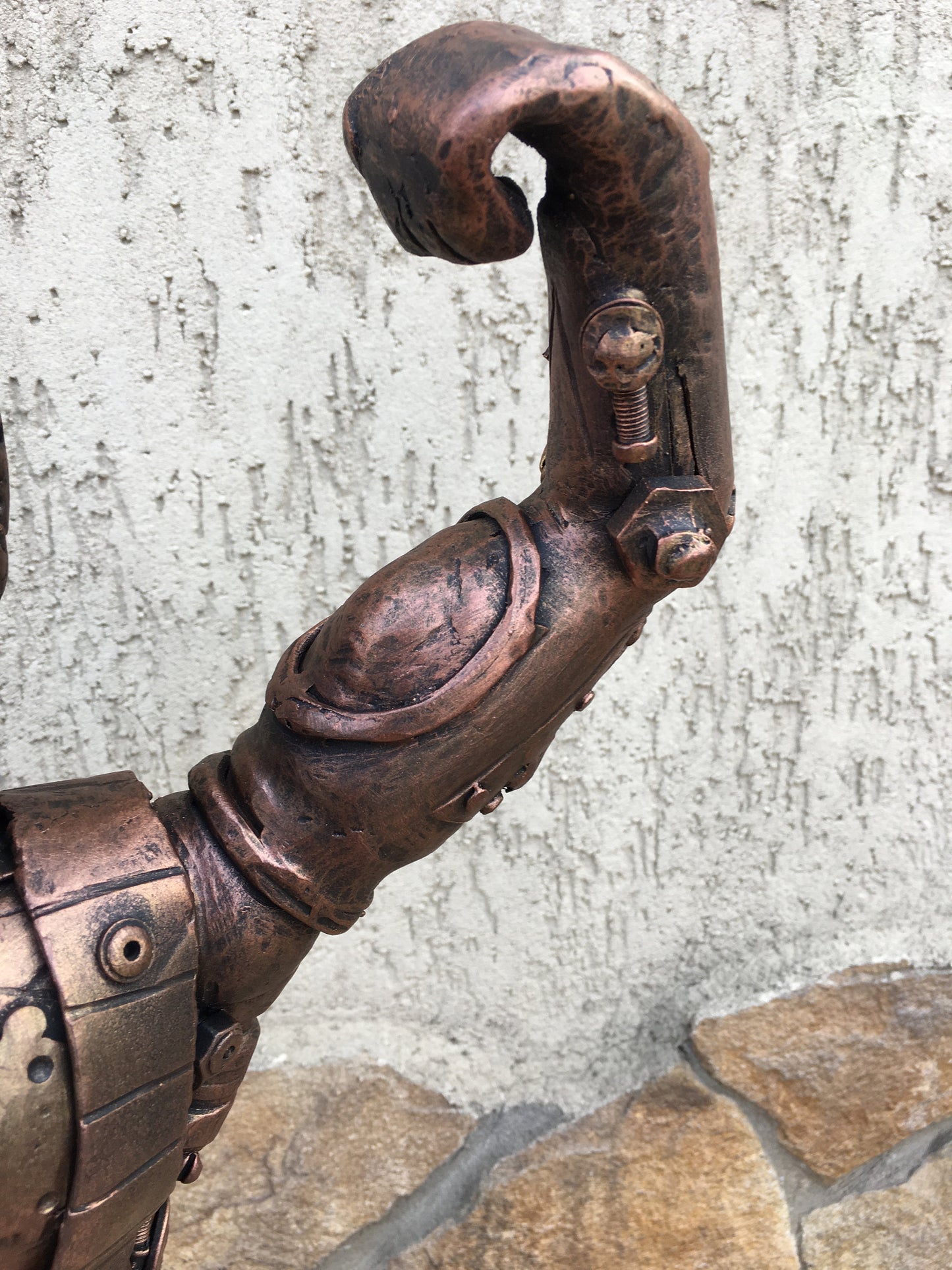 Steampunk body builder, steampunk figurine, steampunk statuette, recycled art, recycled gifts, steampunk statue, industrial gifts,viking axe