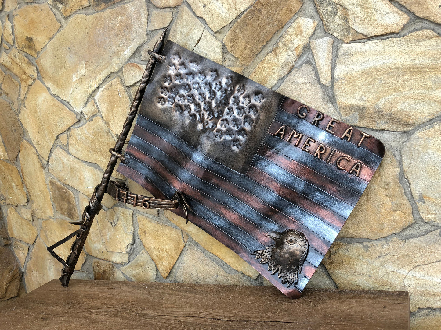 American flag, United States flag, patriotic flag, metal flag of USA, forged flag of USA, US flag, Flag Day, Independence Day, national flag