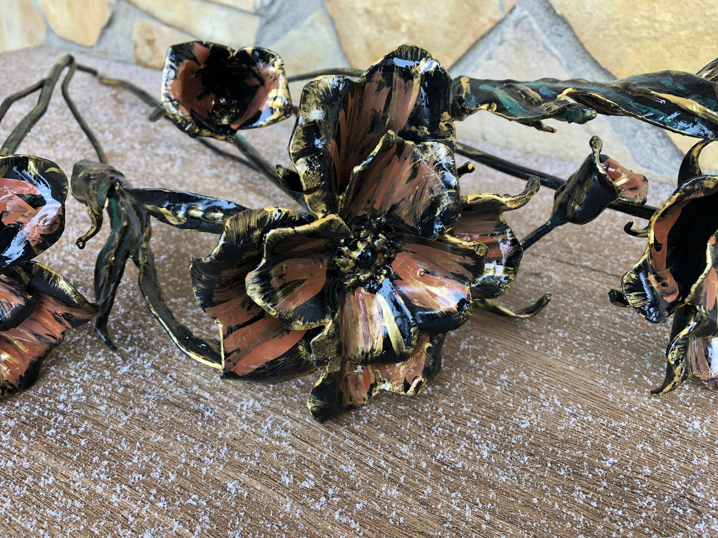 Poppy, poppies, hand forged poppy, metal flower, iron poppy, metal poppy, bouquet of poppies, bouquet of flowers, wedding flower,steel poppy