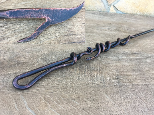 Fire poker, mens gift, manly gift, fireplace, fireside, hand forged fire poker, fire accessories, anniversary gift, birthday metal gift