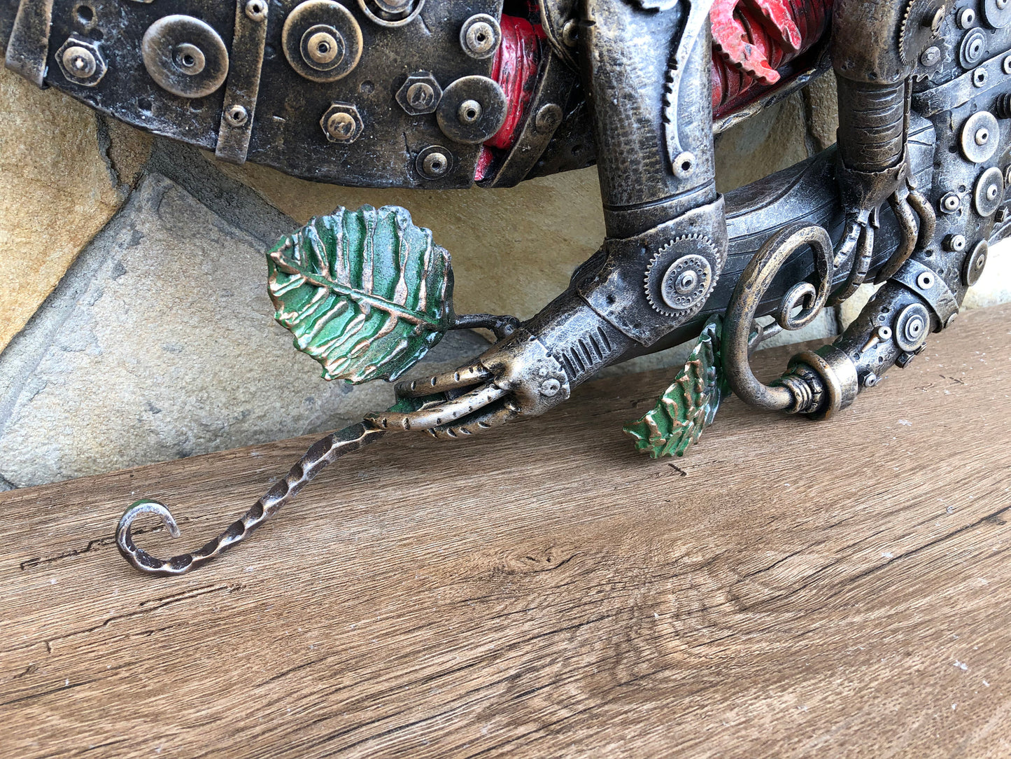 Steampunk chameleon, steampunk sculpture, junk art, steampunk decor, recycled art, recycled gift, industrial art, steampunk gift, animal