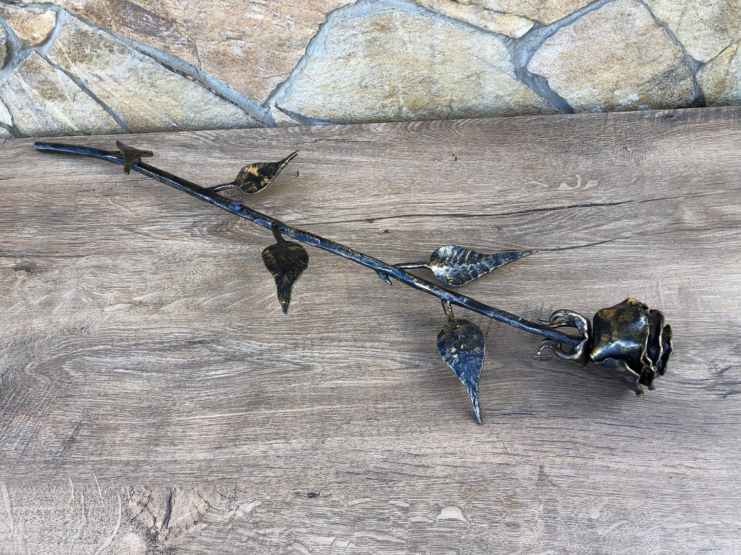 Metal rose, iron metal art, iron sculpture, steampunk furniture, iron anniversary gift for her, metal sculpture, wrought iron gift for her