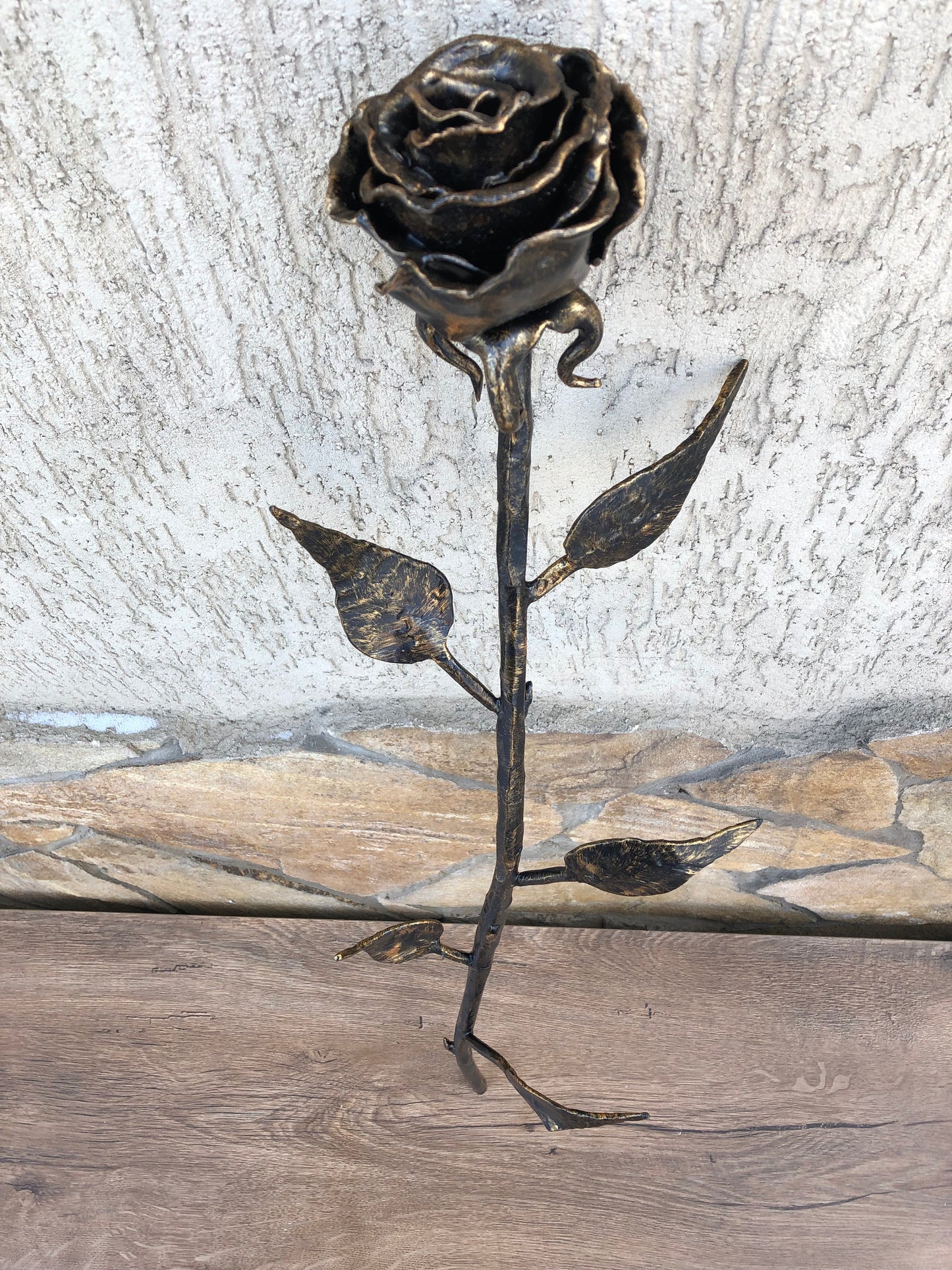 Metal rose, iron metal art, iron sculpture, steampunk furniture, iron anniversary gift for her, metal sculpture, wrought iron gift for her