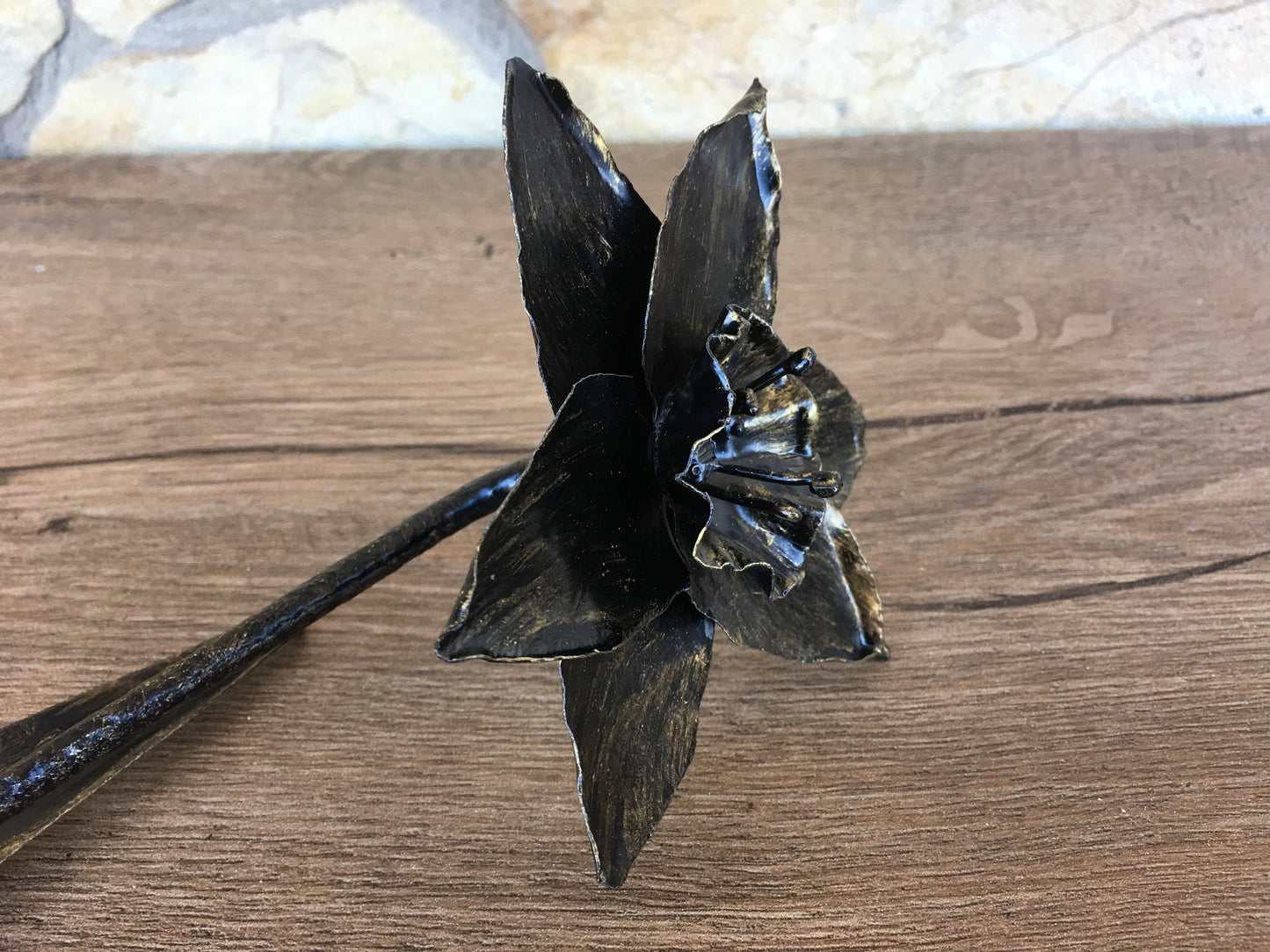 Hand forged narcissus, metal narcissus, iron narcissus, iron sculpture, iron anniversary gift for her, iron rose, metal rose, iron flower