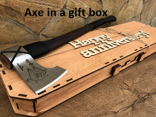 Hatchet, viking axe, tomahawk, gift box, axe gift, 6th anniversary, 11th anniversary, viking camp kit, viking gifts, iron gifts, anniversary
