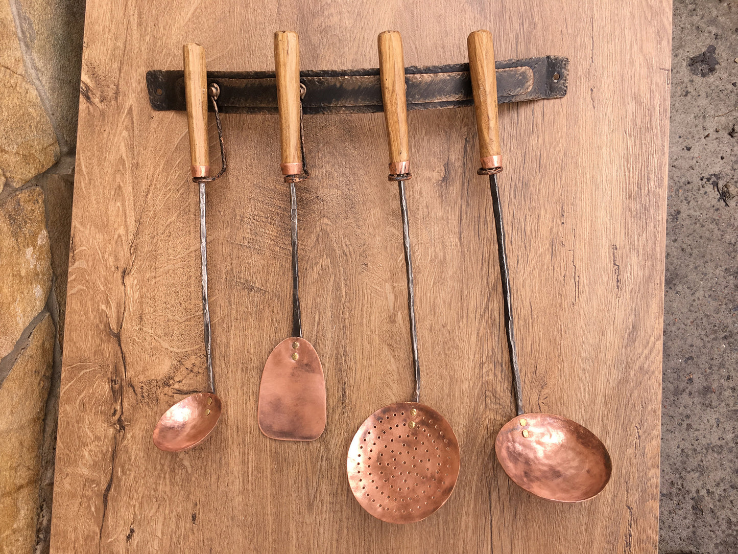 Copper serving set, medieval cutlery, ladle, ladle water dipper, spatula, medieval gift, copper ladle, serving utensils,kitchen utensils