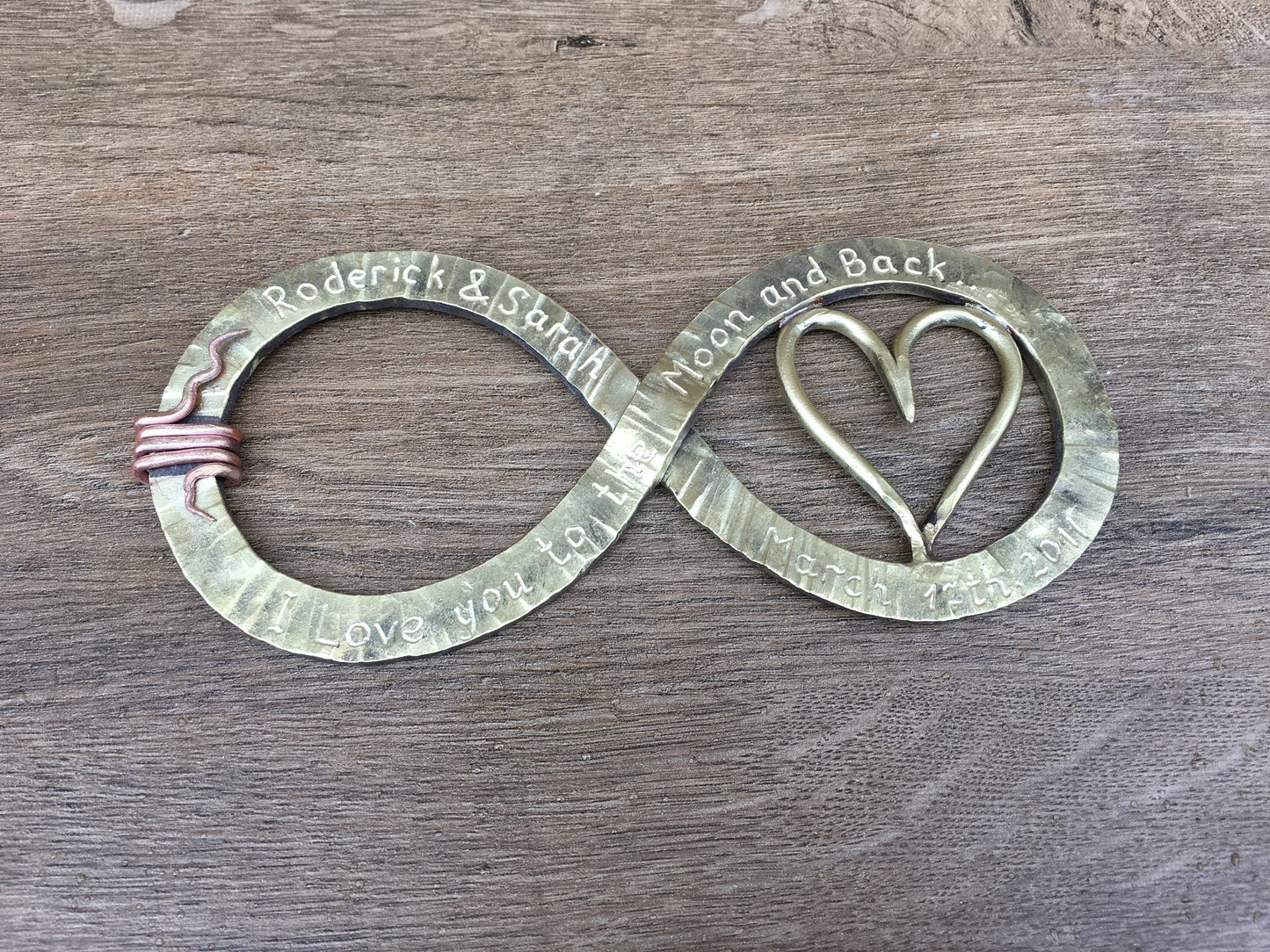 Bronze anniversary gift, 19th anniversary, bronze infinity sign, bronze snail, infinity sign, snail,bronze gift for wife,bronze gift for her
