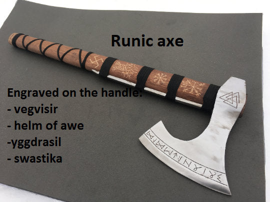 Runic axe, axe gift, Perun axe, pagan axe, viking axe, vegvisir, helm of awe, Yggdrasil,bearded axe,Norse axe,mjolnir,viking weapon