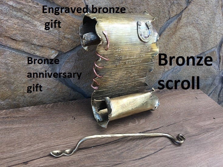 8th anniversary, bronze scroll, bronze anniversary gifts for men, 19th anniversary, bronze gifts, bronze gift for him, bronze gift for men
