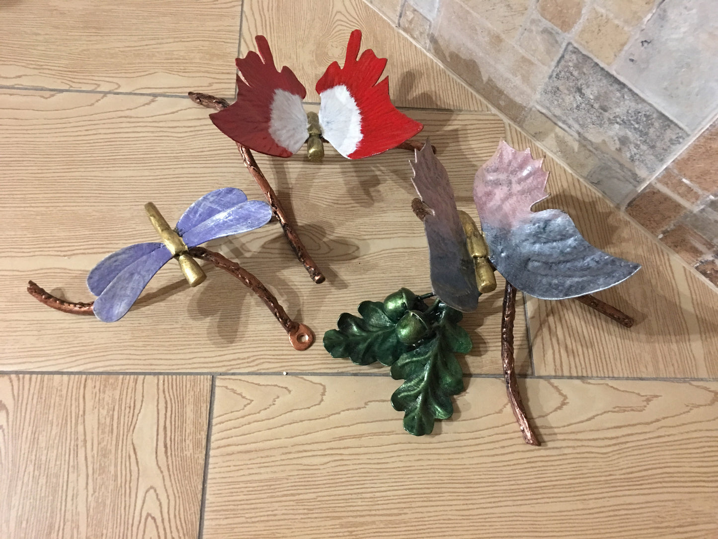 Butterfly, dragonfly, hand forged butterfly, hand forged dragonfly, acorn, oak leaf, butterfly figurine, dragonfly figurine, butterfly gifts