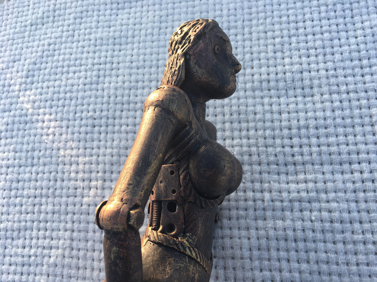 Steampunk sculpture, steampunk figurine, recycled art, recycled gifts, upcycle art, upcycle decor, upcycled gift, industrial gifts, statue