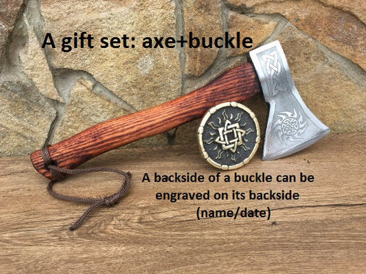 Mens gift set, viking axe, buckle, mens gifts, belt buckle, mens gift ideas, medieval axe, hatchet, viking gifts, handyman tool, axes, axe