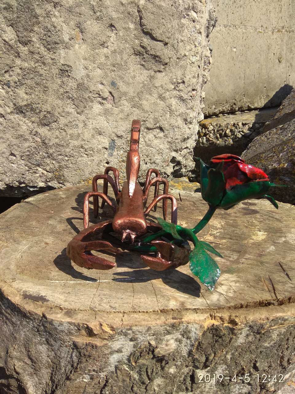 Scorpion, metal rose, iron scorpion, metal scorpion, hand forged scorpion, scorpion figurine, arachnid, arachnid figurine, iron gift for her