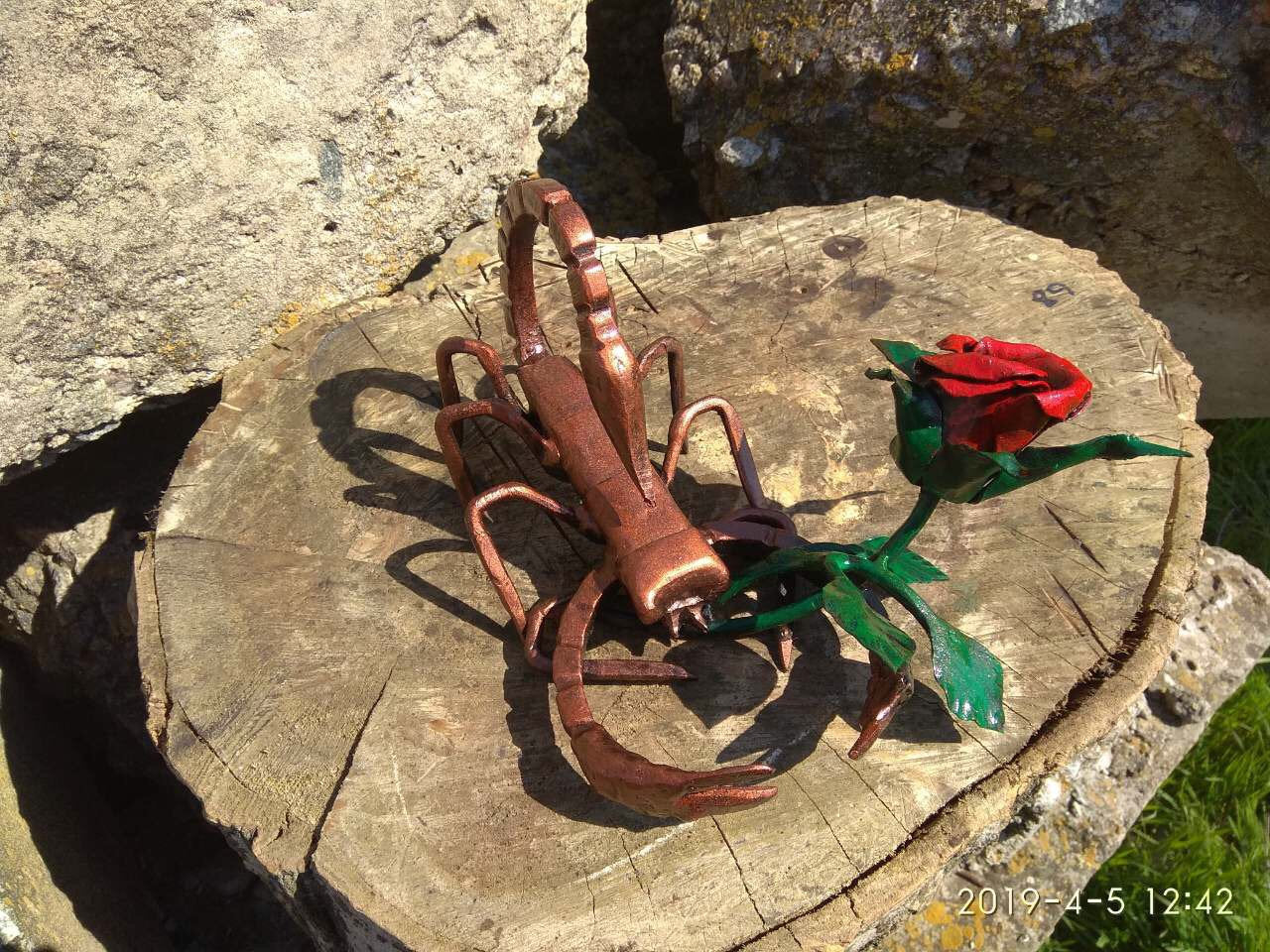 Scorpion, metal rose, iron scorpion, metal scorpion, hand forged scorpion, scorpion figurine, arachnid, arachnid figurine, iron gift for her