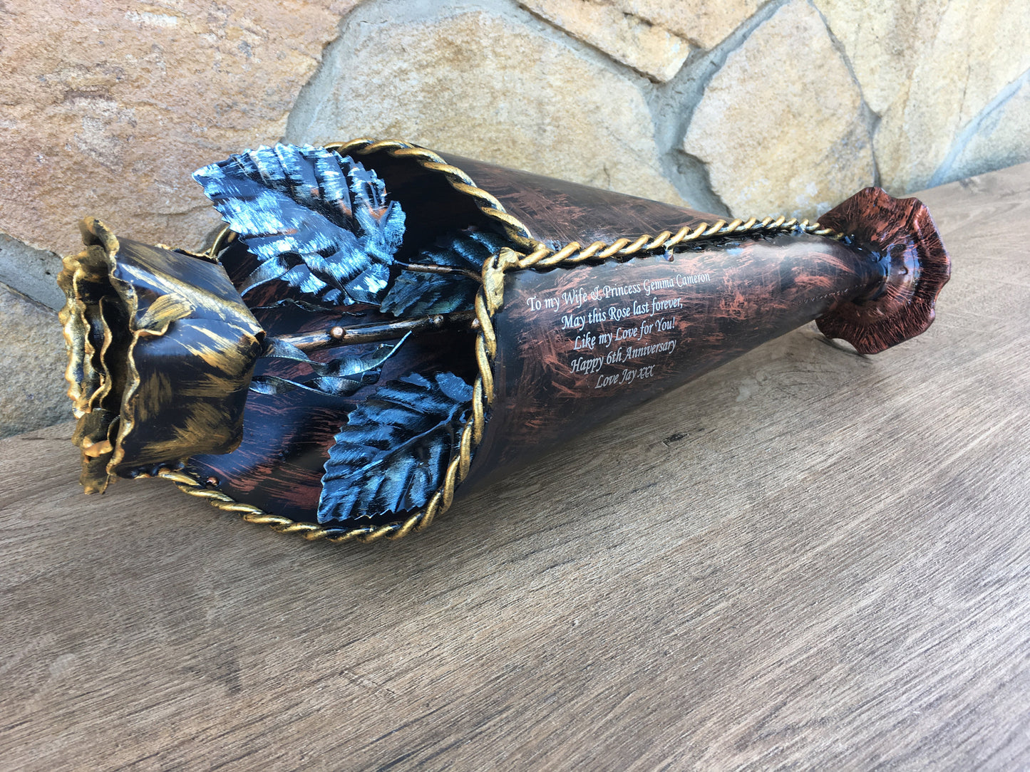 Iron rose in a vase, iron gifts for her, iron anniversary, 6th anniversary gift, hand forged rose, metal sculpture, metal rose, iron gifts