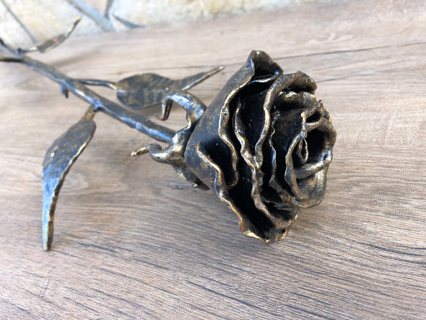 Metal rose, iron metal art, iron sculpture, steampunk furniture, iron anniversary gift for her, metal sculpture, wrought iron gift for her