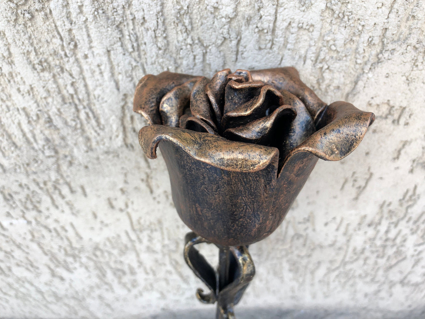 Forged rose, steampunk furniture, iron anniversary gift for her, metal sculpture, wrought iron gift for her, metal statue, anniversary gift