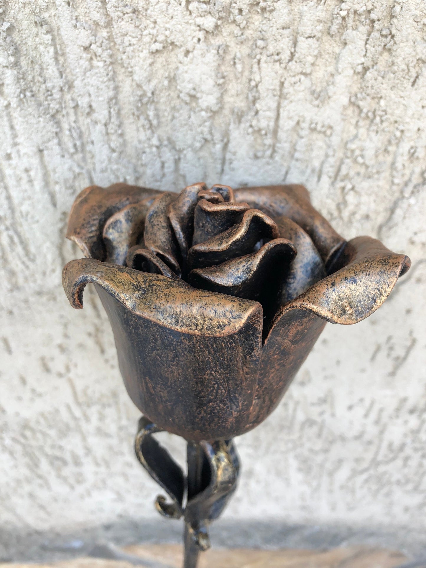 Forged rose, steampunk furniture, iron anniversary gift for her, metal sculpture, wrought iron gift for her, metal statue, anniversary gift