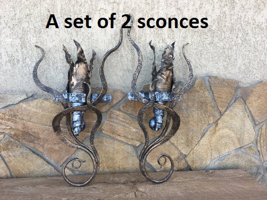 Medieval sconce, wall sconce, medieval lantern, medieval torch, hanging sconces, sconces, viking lantern, midcentury lamp, torch lantern