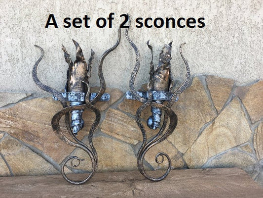 Medieval sconce, wall sconce, medieval lantern, medieval torch, hanging sconces, sconces, viking lantern, midcentury lamp, torch lantern