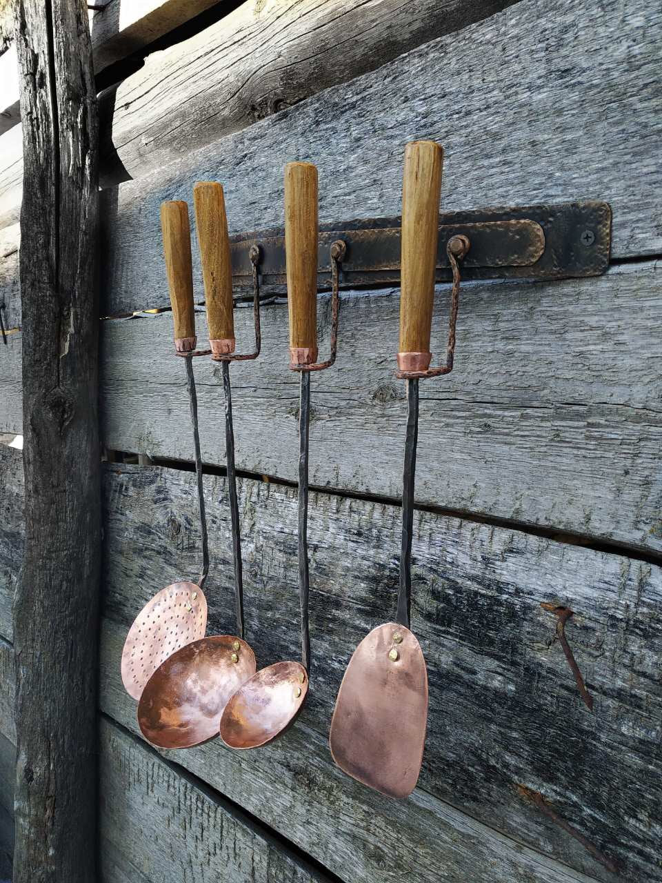 Copper serving set, medieval cutlery, ladle, ladle water dipper, spatula, medieval gift, copper ladle, serving utensils,kitchen utensils