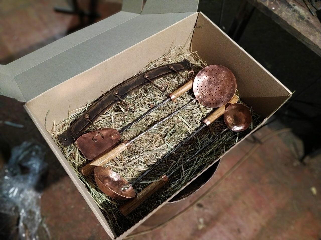 Copper serving set, medieval cutlery, ladle, ladle water dipper, spatula, medieval gift, copper ladle, serving utensils,kitchen utensils