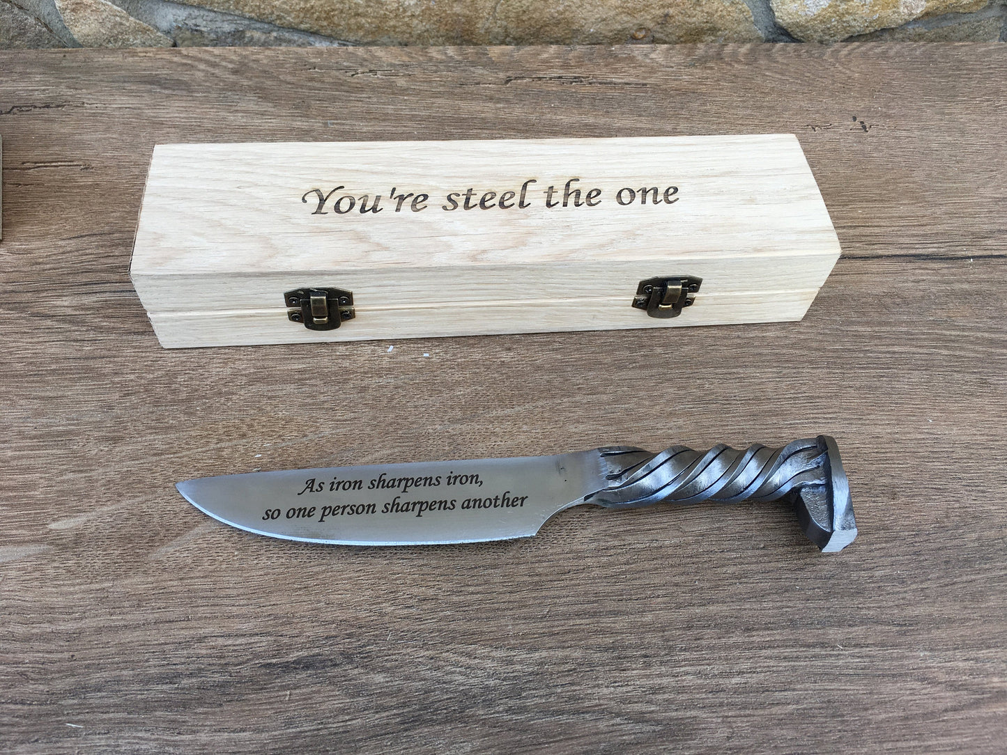 11th anniversary, steel anniversary, steel gift for him, engraved steel gift, railroad spike knife, eleventh anniversary,steel gifts for men