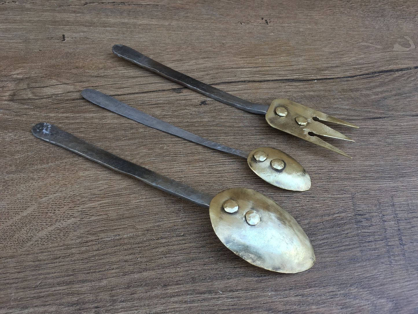 Bronze cutlery, mid century cutlery, midcentury flatware set, fork, cutlery, mid century flatware, medieval fork,mid century spoon,tea spoon