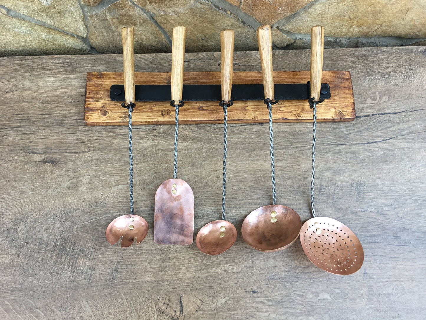 Copper cooking utensils, cooking utensils, medieval cutlery, ladle, ladle water dipper, spatula, medieval gift, strainer,vintage utensil set