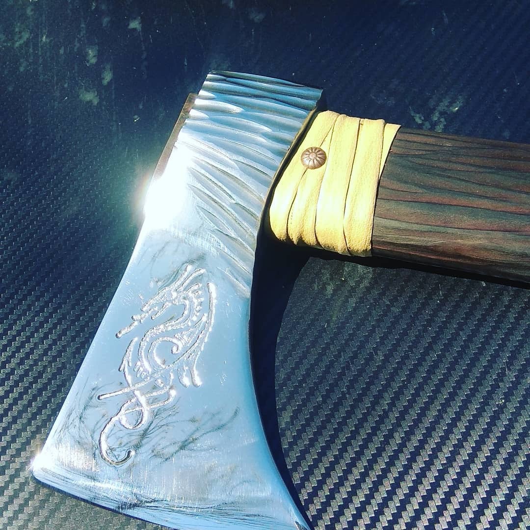 Viking axe, mens gifts, dragon, etched dragon, dragon gift, retirement gift, dragon armor, dragon cosplay, cosplay axe, dragon knife,dragons