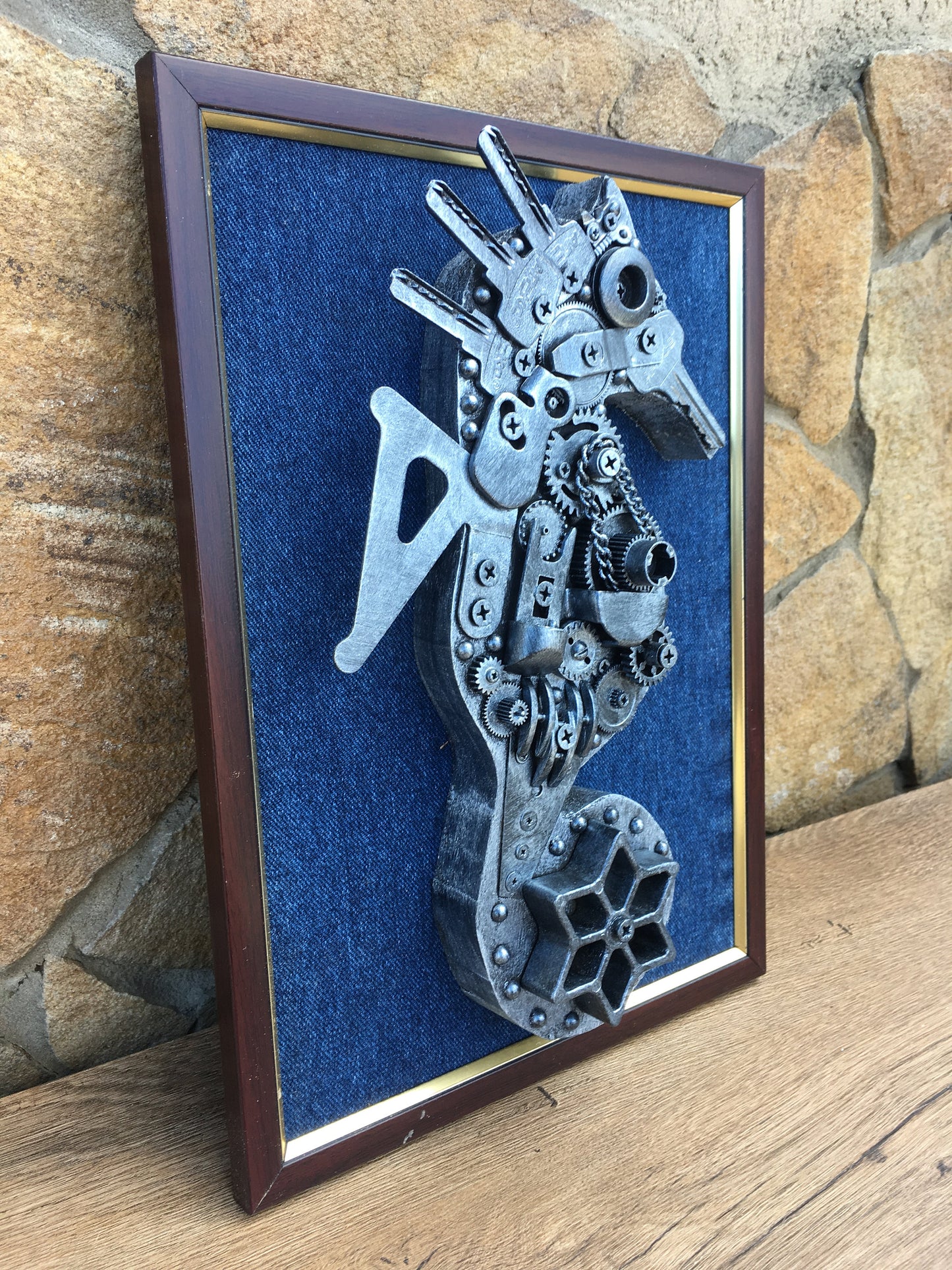 Steampunk seahorse, sea horse, industrial painting, seahorse, steampunk painting, steampunk poster, gears, wall decor,seahorse gift,junk art