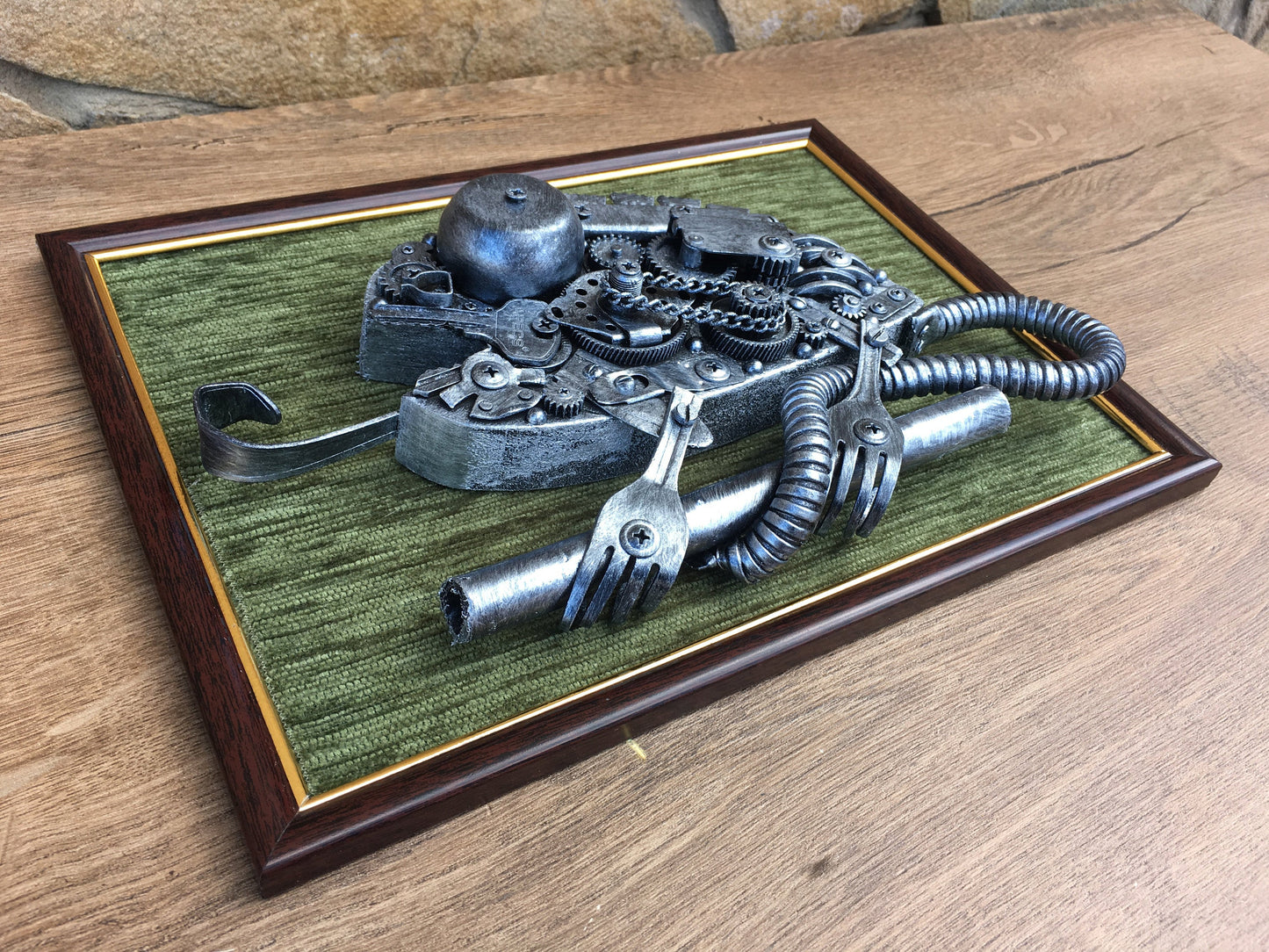 Steampunk painting, steampunk wall decor, steampunk wall hanging, steampunk wall art, steampunk wall sculpture, seahorse, chameleon, fish