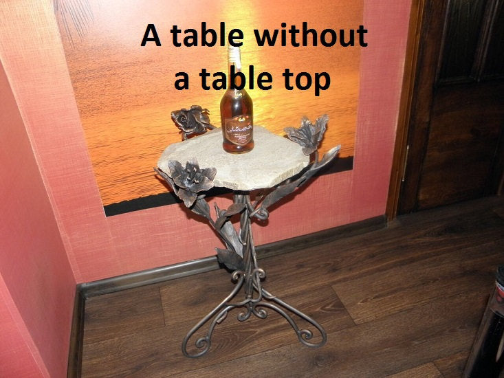 Coffee table, floral table, hand forged table, garden table, lilies, kitchen table, outdoor table, table art,table cloth,table with flowers