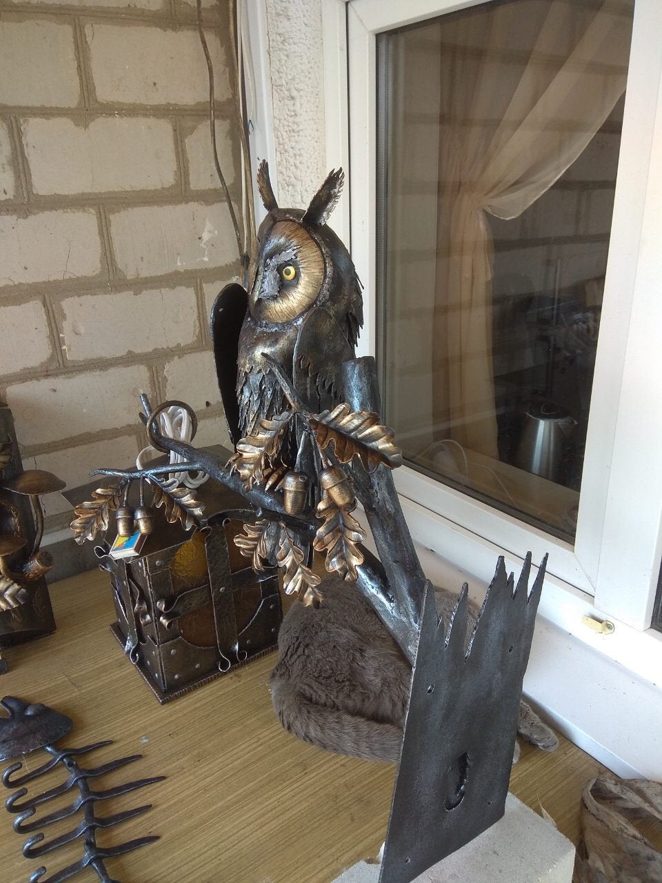 Wall sconce, outdoor sconce, outside sconces, outdoor sculpture, owl, viking sconce, castle sconce, medieval sconce, midcentury sconce