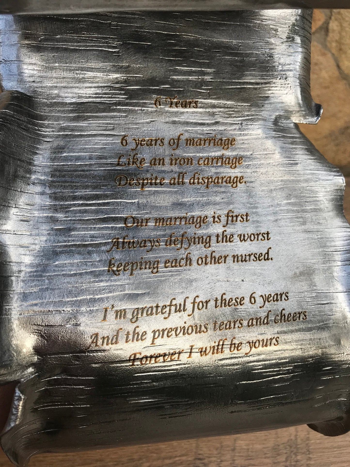 Iron scroll, personalized iron gift, 6th anniversary, iron anniversary gift, 6 year anniversary, wedding anniversary gift,iron gifts for her