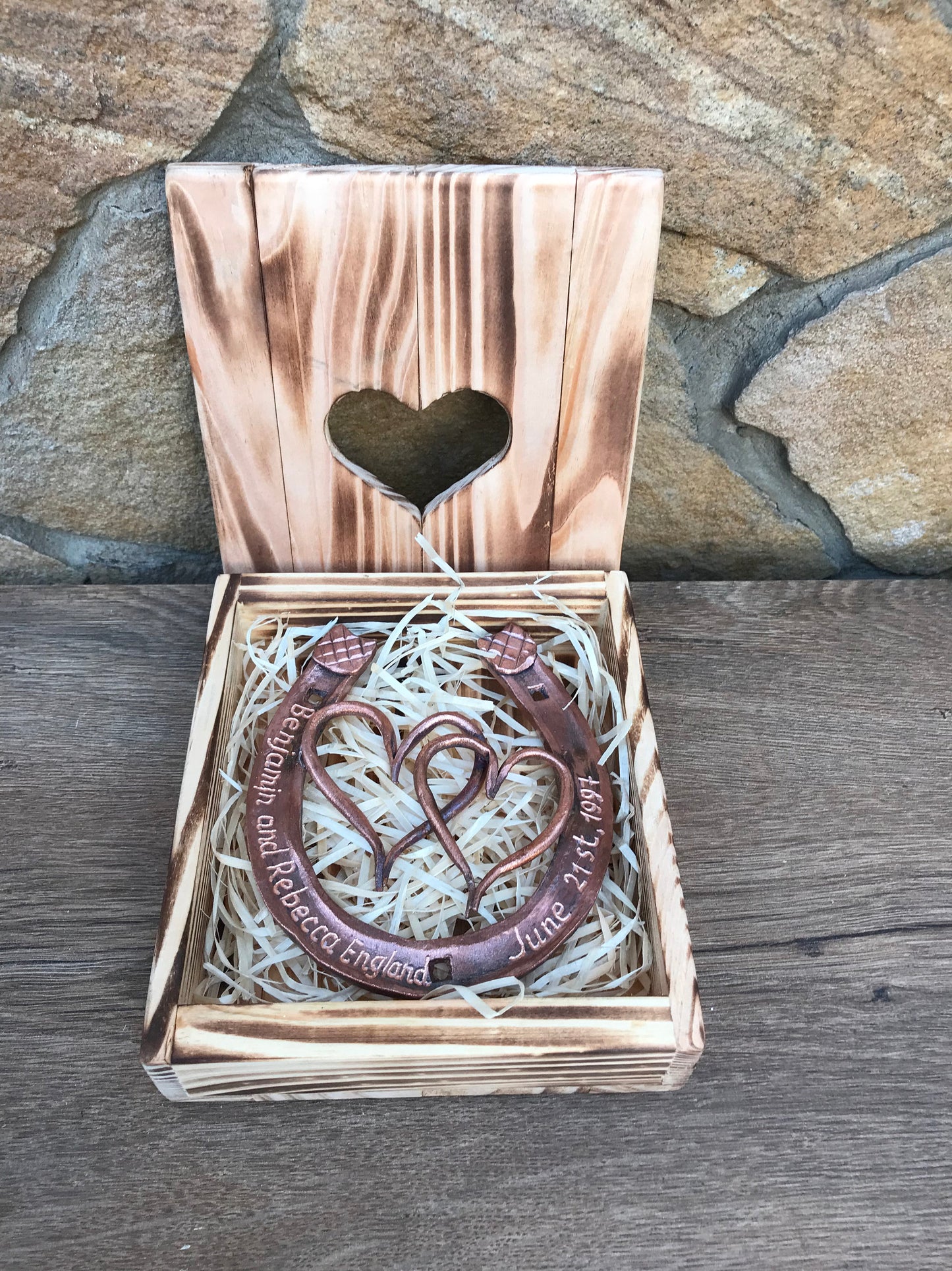Engraved copper gift, copper horseshoe, horse shoe, copper gifts, 7 year gifts, 7th anniversary gift, copper anniversary gift, copper hearts