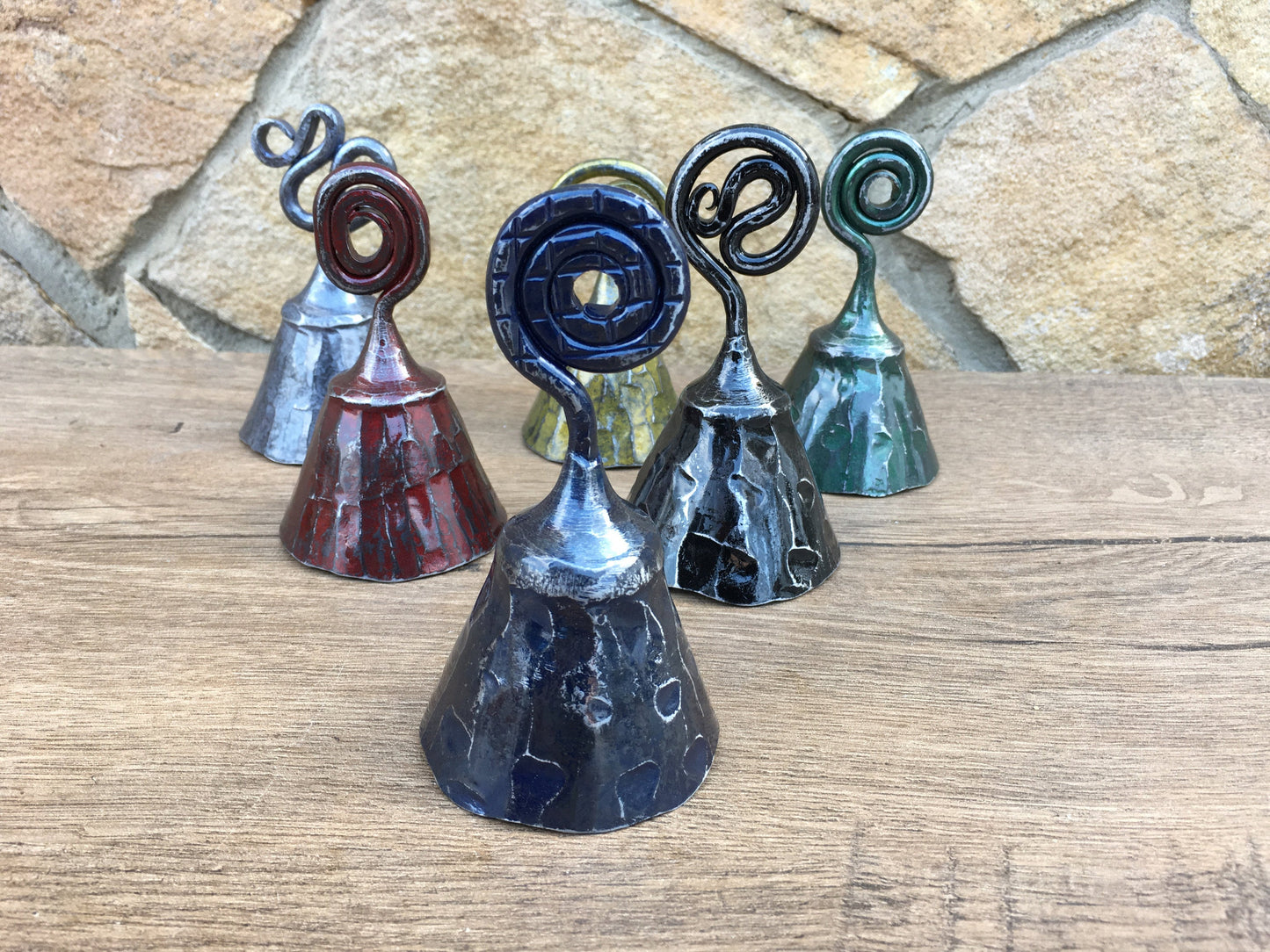 A set of 6 bells, iron bell, hand forged bell, wrought iron bell, handmade bell, hand crafted bell, metal bell, metal art, iron gifts, bell