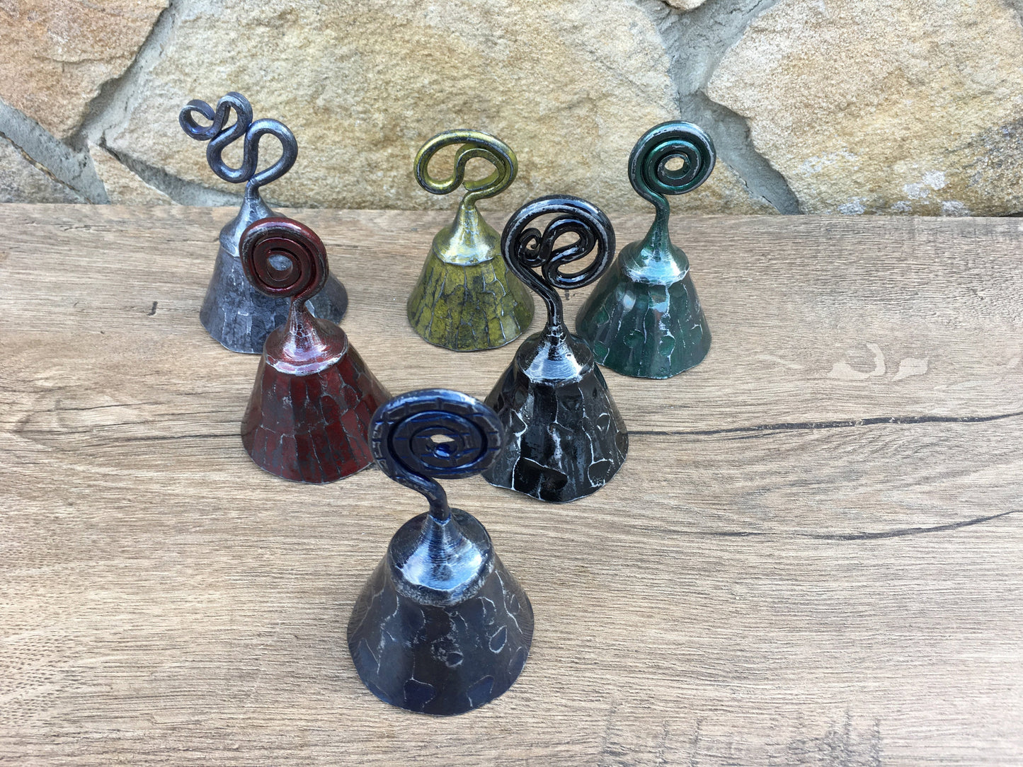 A set of 6 bells, iron bell, hand forged bell, wrought iron bell, handmade bell, hand crafted bell, metal bell, metal art, iron gifts, bell